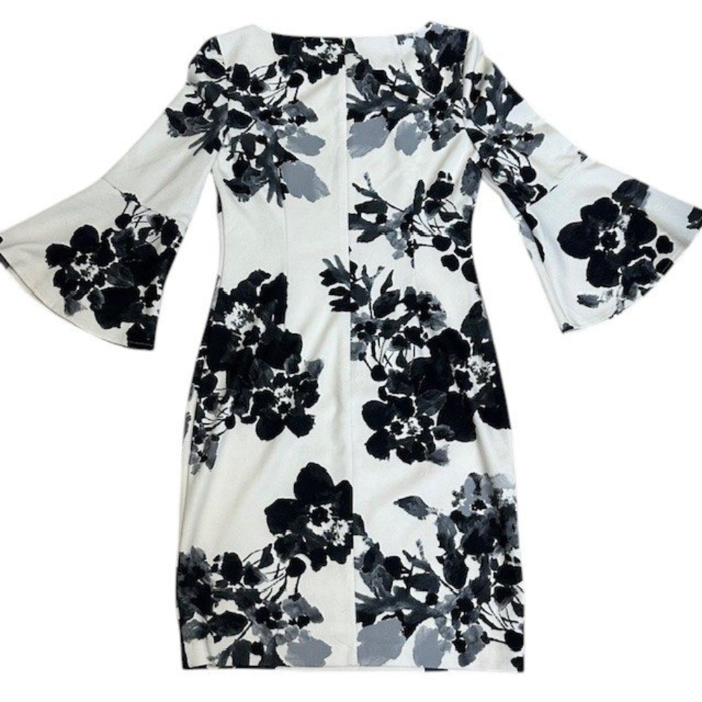 Jessica Howard White Floral Bell Sleeve Sheath‎ Dress Party Cocktail SZ 6 - Picture 10 of 12